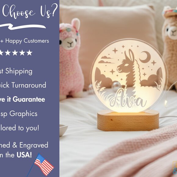 Personalized Llama Night Light – Custom LED Lamp for Kids - Picture 4 of 8